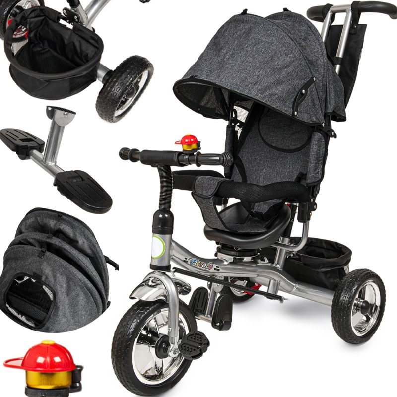 SDH174 Rowerek trójkołowy z daszkiem Grafitowy