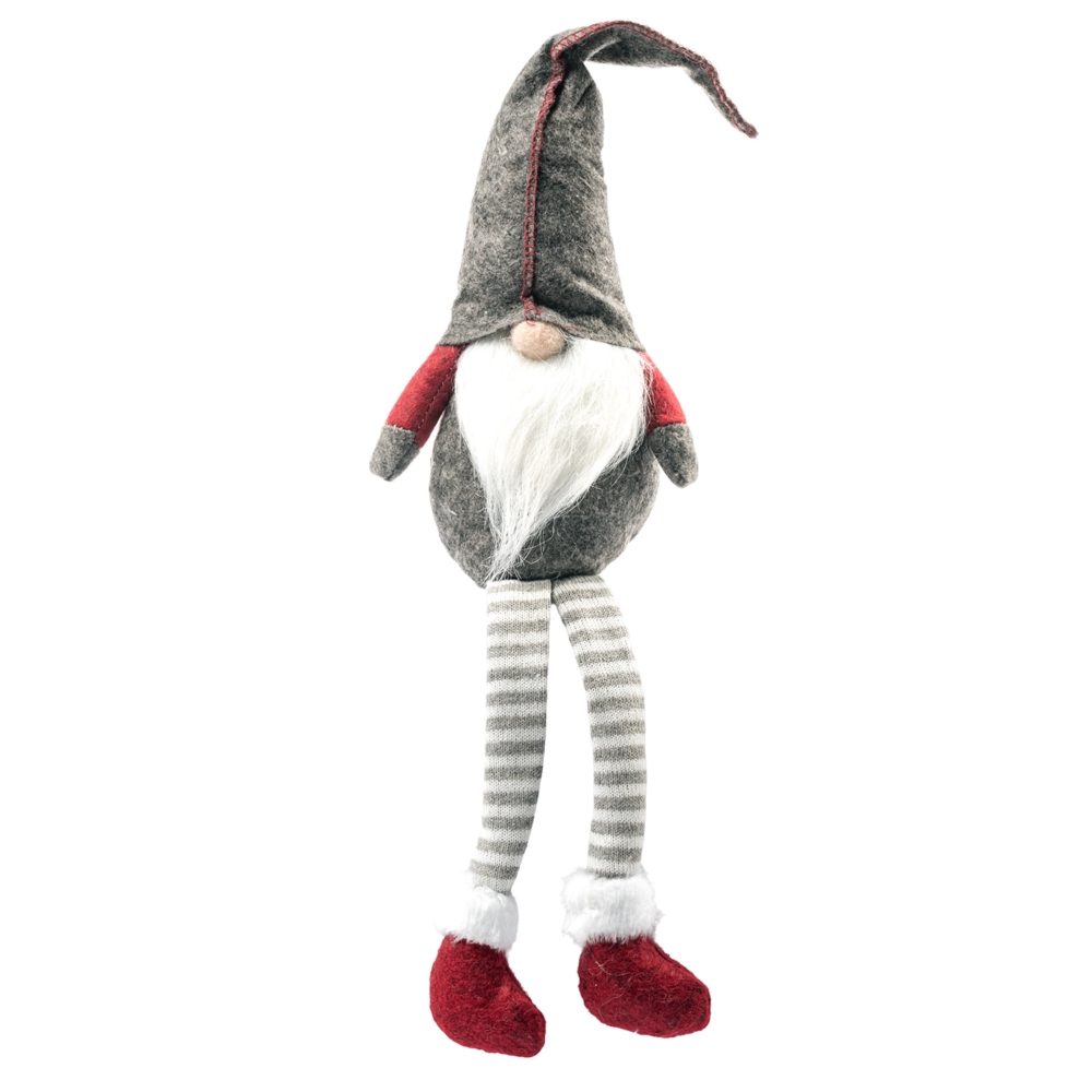 Skrzat świąteczny siedzący gnom z długimi zwisającymi nogami