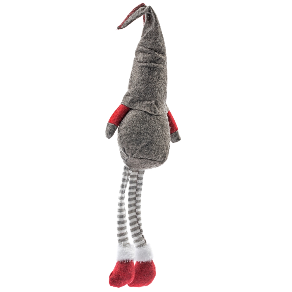 Skrzat świąteczny siedzący gnom z długimi zwisającymi nogami