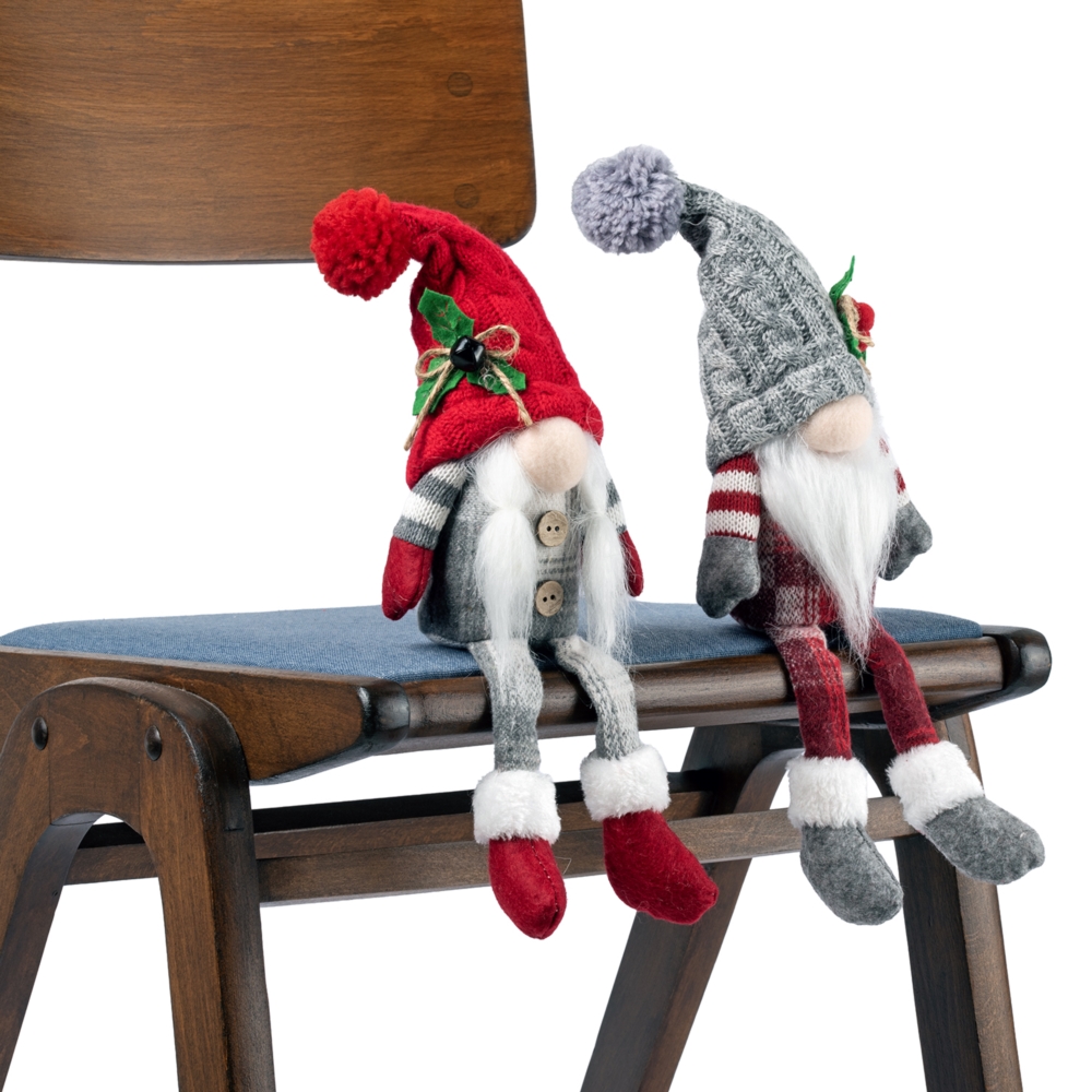 Skrzaty świąteczne siedzące gnomy Pani i Pan Mikołaj