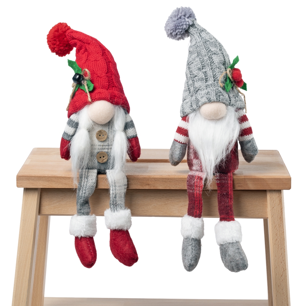 Skrzaty świąteczne siedzące gnomy Pani i Pan Mikołaj