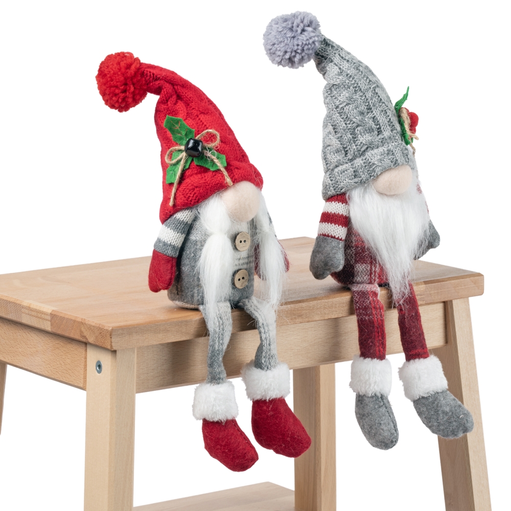 Skrzaty świąteczne siedzące gnomy Pani i Pan Mikołaj