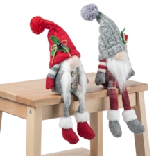 Skrzaty świąteczne siedzące gnomy Pani i Pan Mikołaj