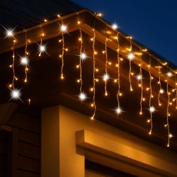 Sople lampki świąteczne zewnętrzne IP44 20m 500LED Biały Ciepły + FLASH Zimny