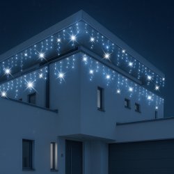 Sople lampki świąteczne zewnętrzne IP44 20m 500LED Biały Zimny + FLASH Zimny