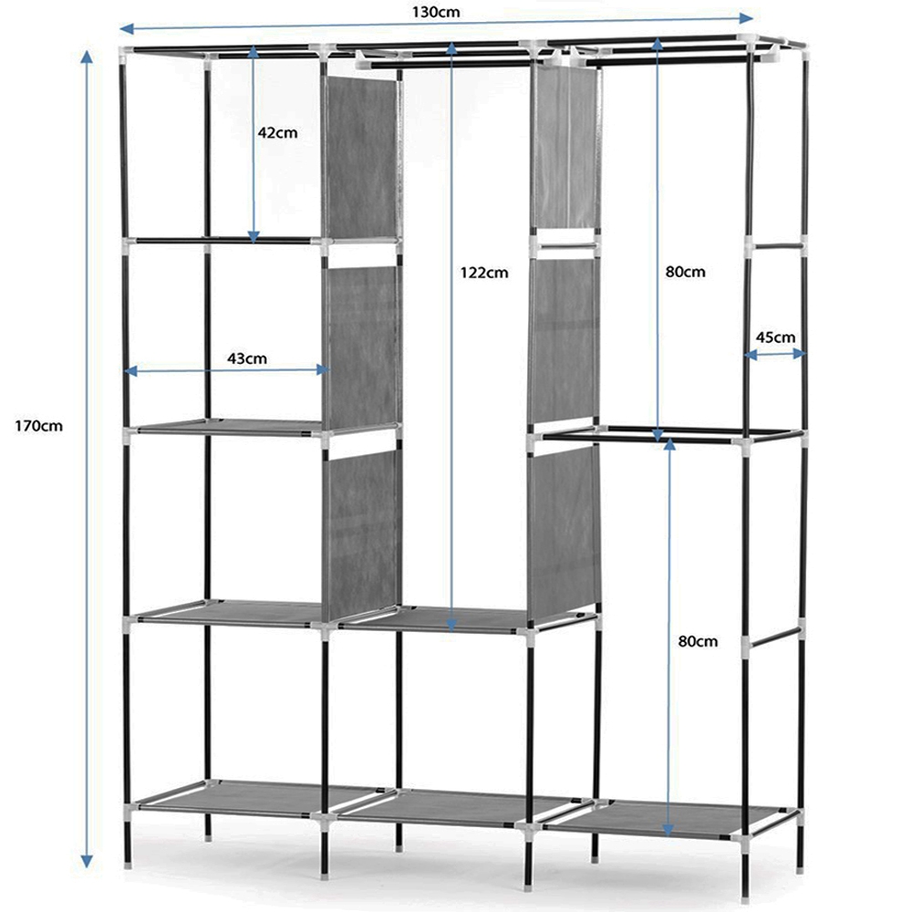 Szafa materiałowa składana 6 półek + 3 wieszaki
