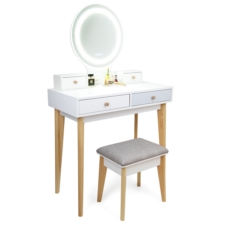 Toaletka kosmetyczna z lustrem i oświetleniem LED + Taboret