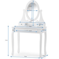 Toaletka kosmetyczna z ruchomym lustrem + Taboret