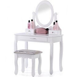 Toaletka kosmetyczna z ruchomym lustrem + Taboret