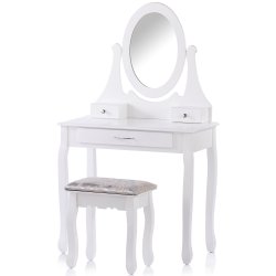 Toaletka kosmetyczna z ruchomym lustrem + Taboret