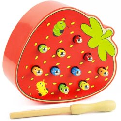 Złap robaki z truskawki Gra Drewniana