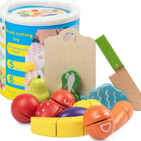 Zestaw drewnianych Owoców i Warzyw do krojenia zapinane na rzep