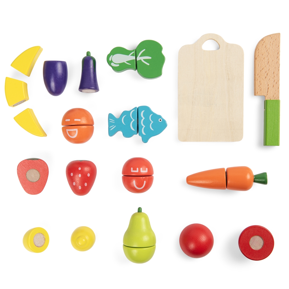 Zestaw drewnianych Owoców i Warzyw do krojenia zapinane na rzep