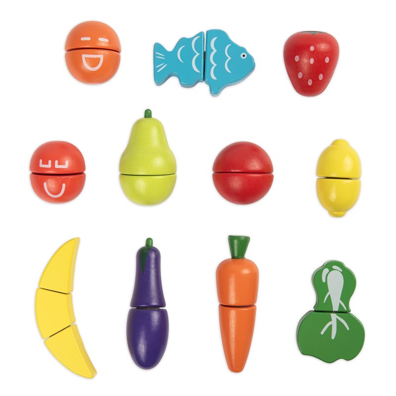 Zestaw drewnianych Owoców i Warzyw do krojenia zapinane na rzep