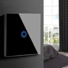 Włącznik światła szklany, dotykowy pojedynczy Czarny