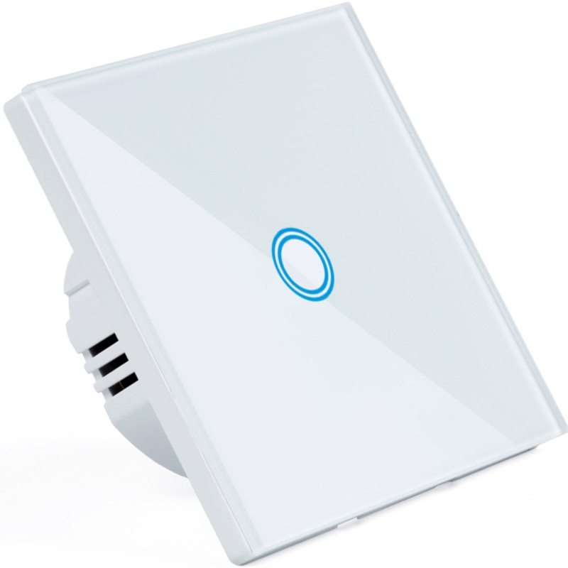 Włącznik światła szklany, dotykowy pojedynczy Biały