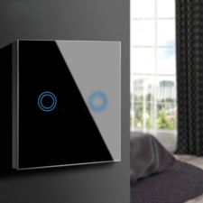 Włącznik światła szklany, dotykowy podwójny Czarny