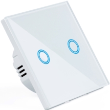 Włącznik światła szklany, dotykowy podwójny Biały