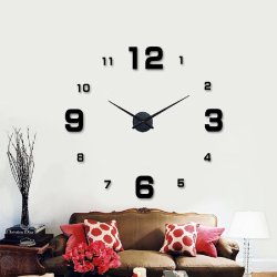 Zegar ścienny 3D naklejany z cyframi Czarny