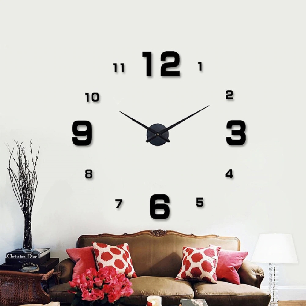 Zegar ścienny 3D naklejany z cyframi Czarny