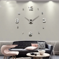 Zegar ścienny 3D naklejany z cyframi Srebrny