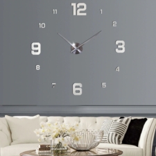 Zegar ścienny 3D naklejany z cyframi Srebrny