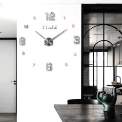 Zegar ścienny 3D naklejany z cyframi Srebrny