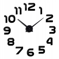 Zegar ścienny 3D naklejany z cyframi Czarny