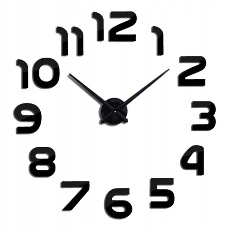 Zegar ścienny 3D naklejany z cyframi Czarny