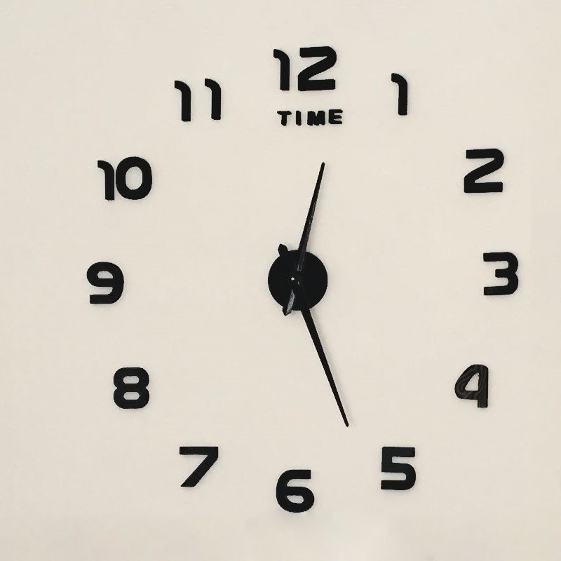 Zegar ścienny 3D naklejany z cyframi Czarny