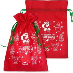 Worek na prezenty świąteczne Czerwony Merry Christmas