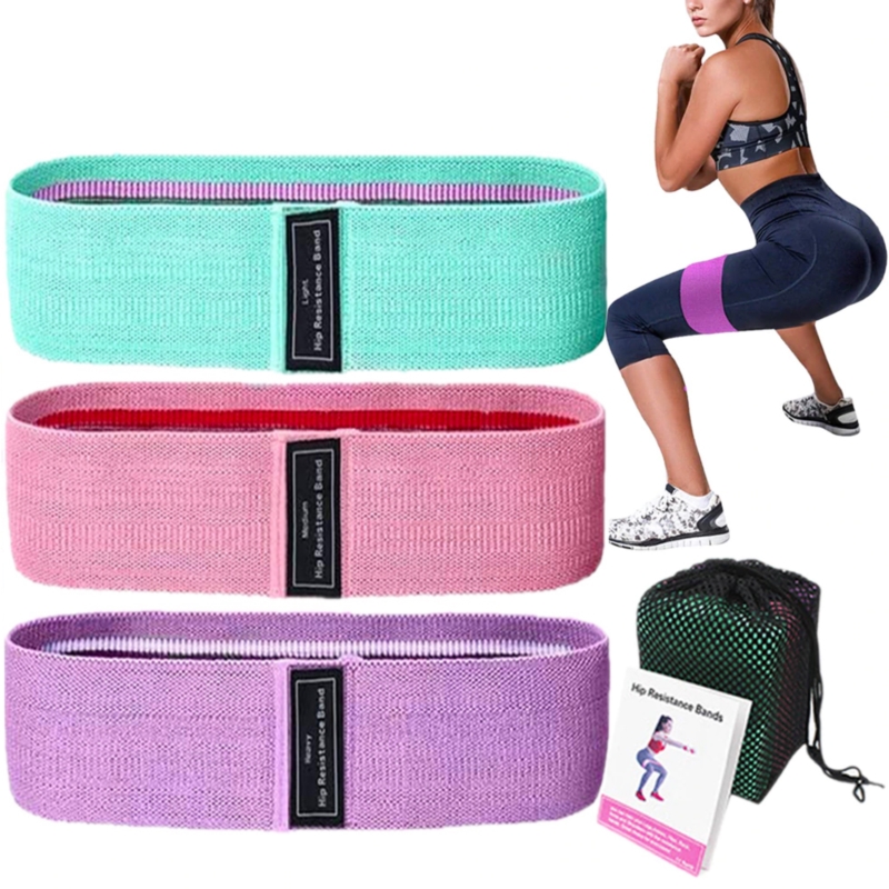 Zestaw 5 taśm gum tekstylnych do ćwiczeń fitness + woreczek