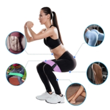 Zestaw 5 taśm gum tekstylnych do ćwiczeń fitness + woreczek