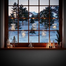 Witraż na okno lampki świąteczne 5 wzorów