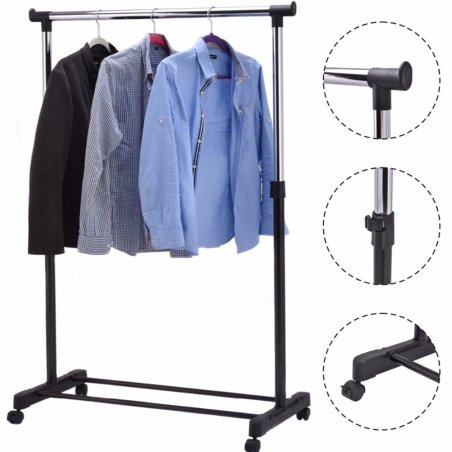 SDH169 Wieszak na ubrania pojedynczy z kółkami