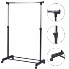 Wieszak na ubrania teleskopowy z kółkami + półka na buty