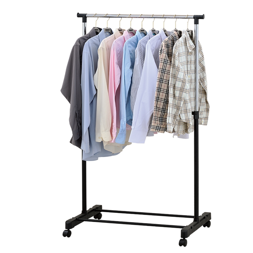 Wieszak na ubrania teleskopowy z kółkami + półka na buty