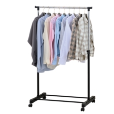 Wieszak na ubrania teleskopowy z kółkami + półka na buty