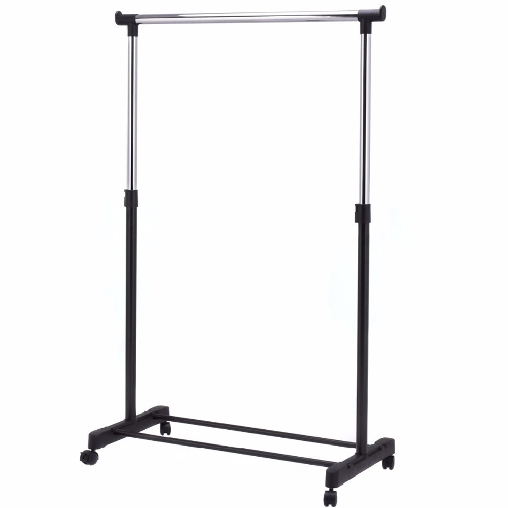 Wieszak na ubrania teleskopowy z kółkami + półka na buty