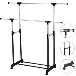 SDH171 Wieszak na ubrania długi podwójny z kółkami