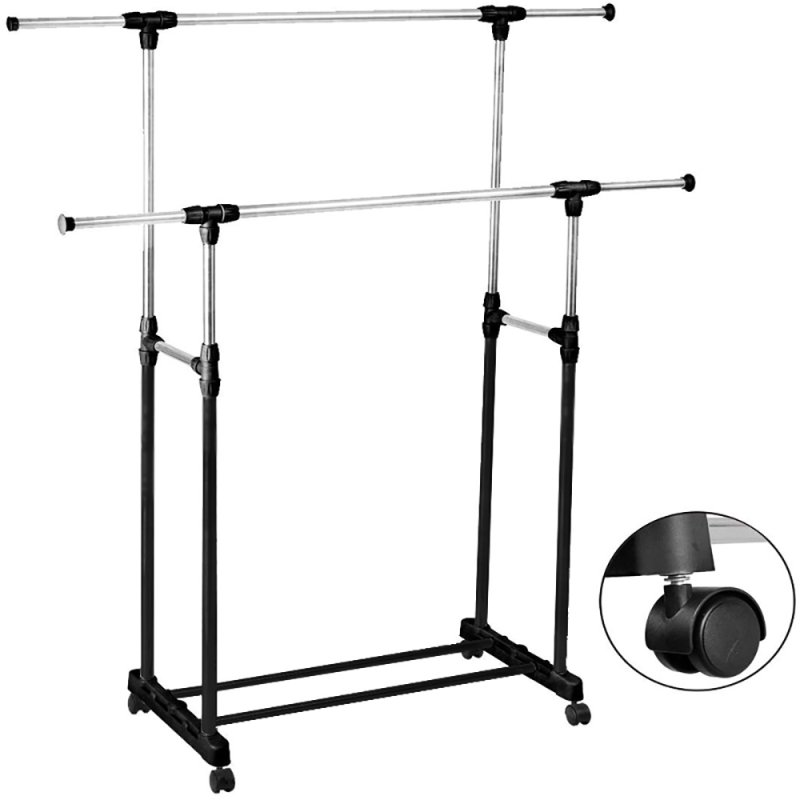 SDH171 Wieszak na ubrania długi podwójny z kółkami