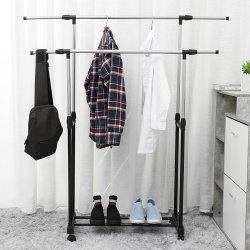 SDH171 Wieszak na ubrania długi podwójny z kółkami