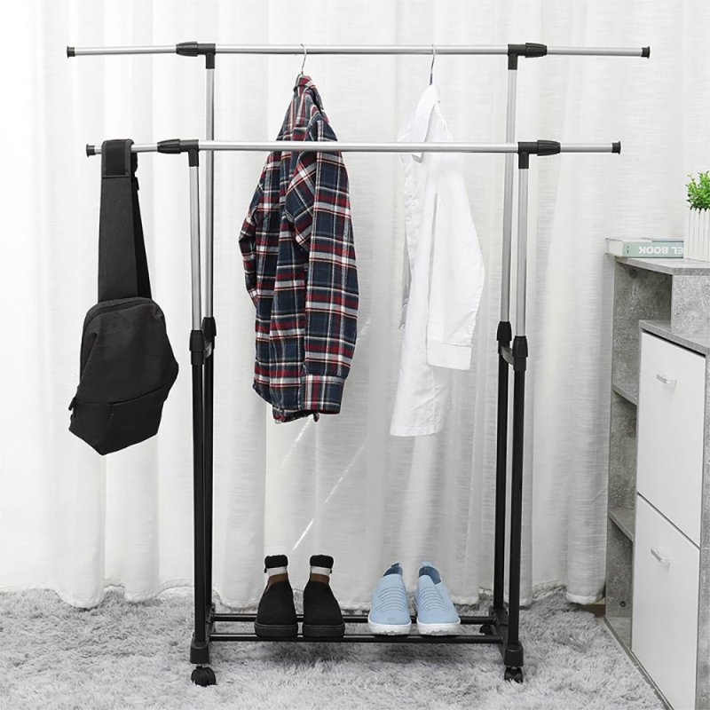 SDH171 Wieszak na ubrania długi podwójny z kółkami