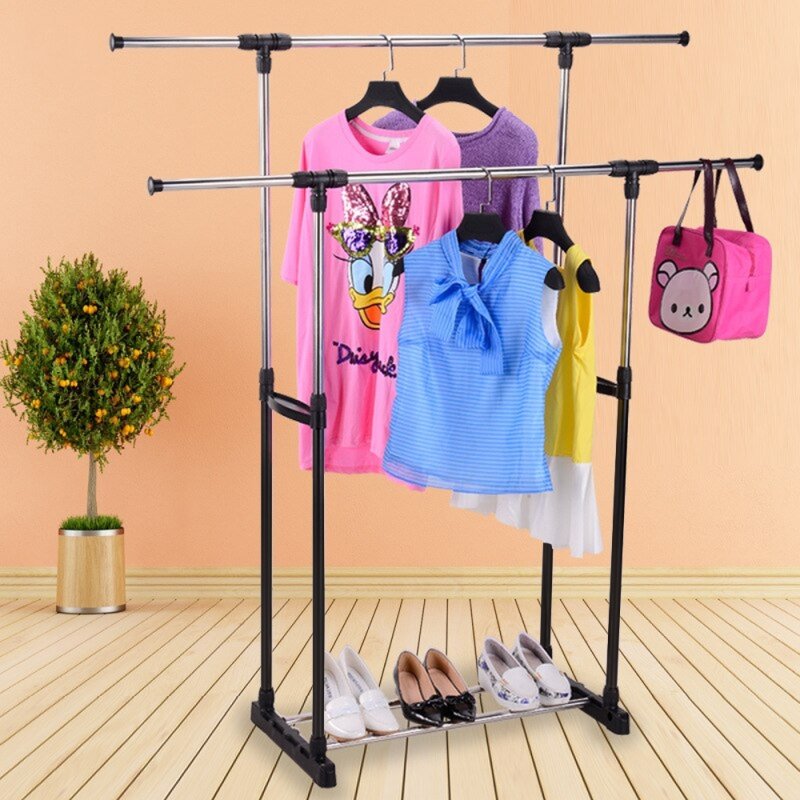 SDH171 Wieszak na ubrania długi podwójny z kółkami