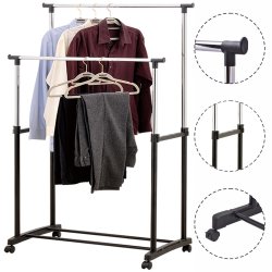 SDH170 Wieszak na ubrania podwójny z kółkami