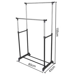 SDH170 Wieszak na ubrania podwójny z kółkami