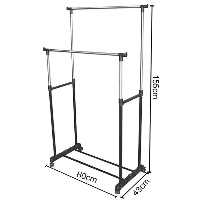 SDH170 Wieszak na ubrania podwójny z kółkami