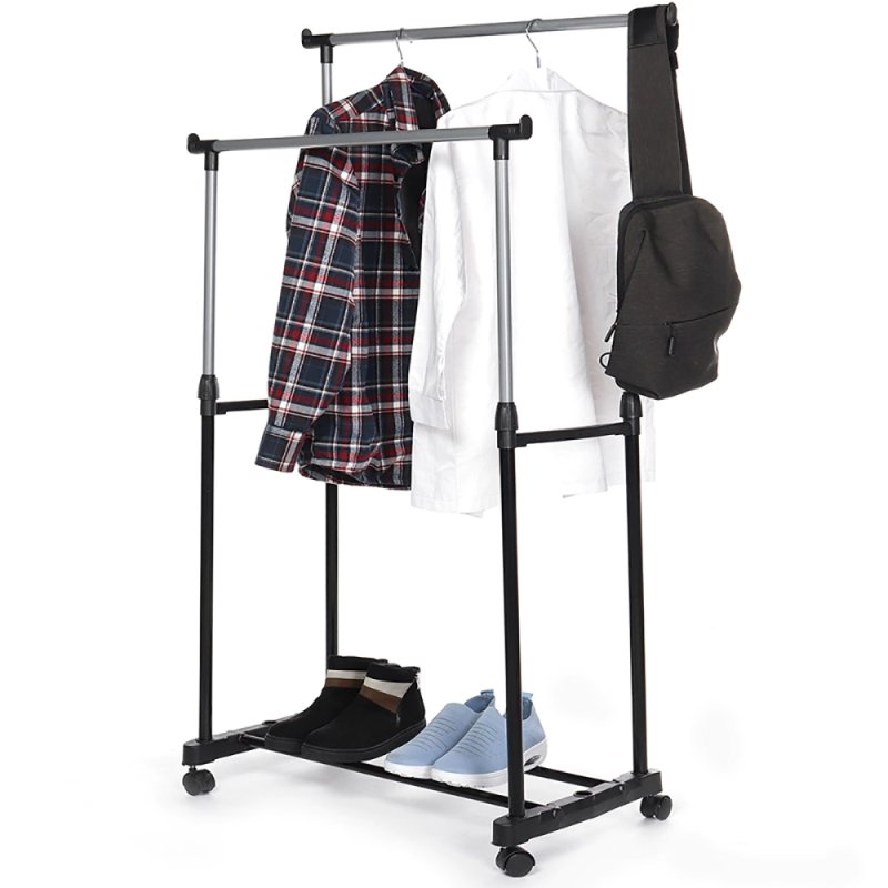 SDH170 Wieszak na ubrania podwójny z kółkami