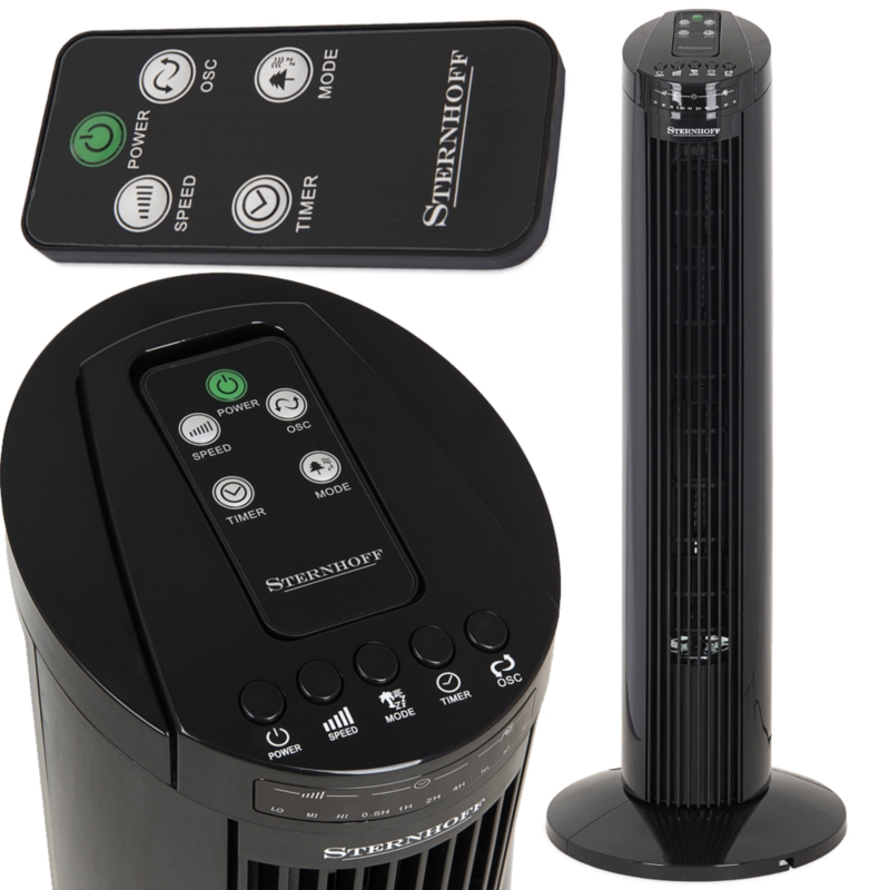 Wentylator kolumnowy podłogowy 70W Czarny + Pilot