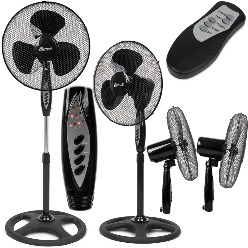 Wentylator podłogowy wiatrak stojący 55W Czarny + Pilot